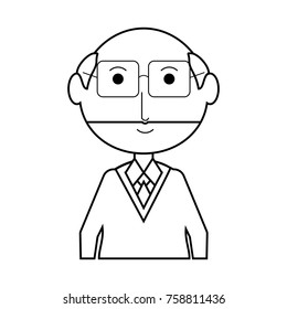 cartoon elderly man with glasses icon over white background vector illustration