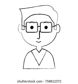 cartoon elderly man with glasses icon over white background vector illustration