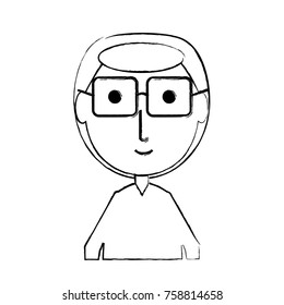 cartoon elderly man with glasses icon over white background vector illustration