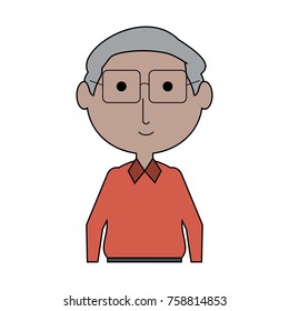 cartoon elderly man with glasses icon over white background colorful design  vector illustration