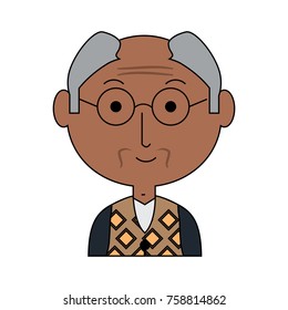 cartoon elderly man with glasses icon over white background colorful design  vector illustration