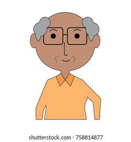 cartoon elderly man with glasses icon over white background colorful design  vector illustration