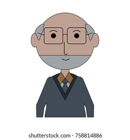 cartoon elderly man with glasses icon over white background colorful design  vector illustration