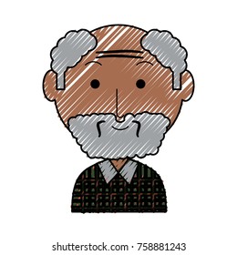 cartoon elderly man with glasses icon over white background colorful design  vector illustration