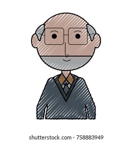 cartoon elderly man with glasses icon over white background colorful design  vector illustration