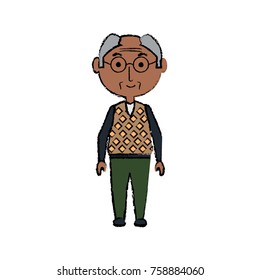 cartoon elderly man with glasses icon over white background colorful design  vector illustration