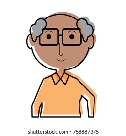 cartoon elderly man with glasses icon over white background colorful design  vector illustration