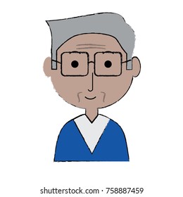 cartoon elderly man with glasses icon over white background colorful design  vector illustration