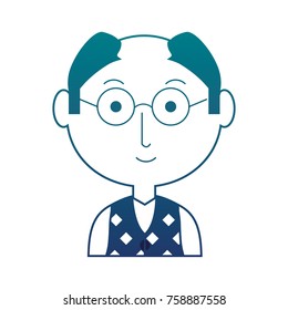 cartoon elderly man with glasses icon over white background colorful design  vector illustration