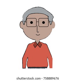 cartoon elderly man with glasses icon over white background colorful design  vector illustration