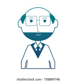cartoon elderly man with glasses icon over white background colorful design  vector illustration