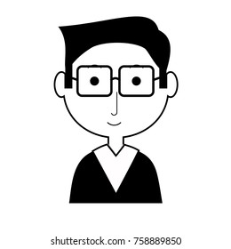 cartoon elderly man with glasses icon over white background vector illustration