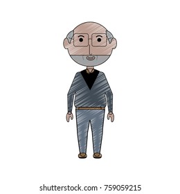cartoon elderly man with glasses icon over white background colorful design  vector illustration