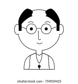 cartoon elderly man with glasses icon over white background vector illustration