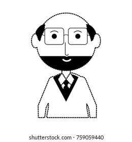 cartoon elderly man with glasses icon over white background vector illustration