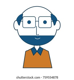 cartoon elderly man with glasses icon over white background vector illustration