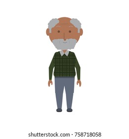 cartoon elderly man icon over white background colorful design vector illustration
