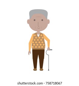 cartoon elderly man icon over white background colorful design vector illustration
