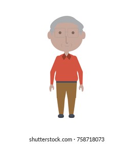 cartoon elderly man icon over white background colorful design vector illustration