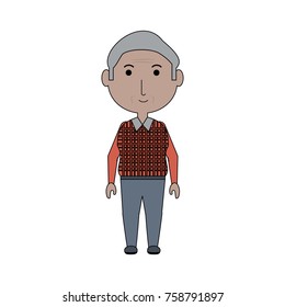 cartoon elderly man icon over white background colorful design vector illustration