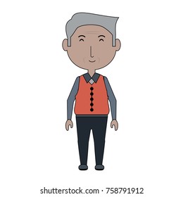 cartoon elderly man icon over white background colorful design vector illustration