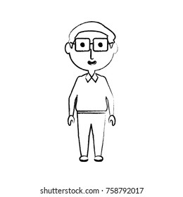 cartoon elderly man icon over white background vector illustration