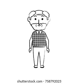 cartoon elderly man icon over white background vector illustration