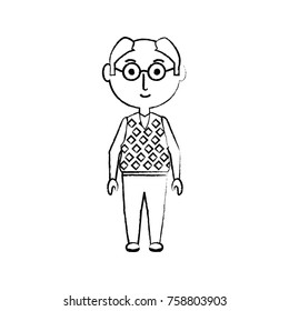 cartoon elderly man icon over white background vector illustration