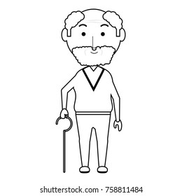 cartoon elderly man icon over white background vector illustration