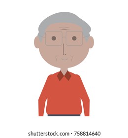 cartoon elderly man icon over white background colorful design vector illustration