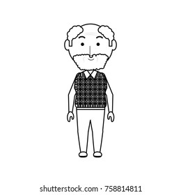 cartoon elderly man icon over white background vector illustration