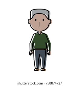 cartoon elderly man icon over white background colorful design vector illustration