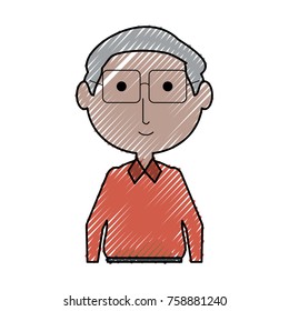 cartoon elderly man icon over white background colorful design vector illustration