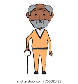 cartoon elderly man icon over white background colorful design vector illustration