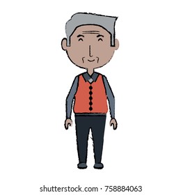 cartoon elderly man icon over white background colorful design vector illustration