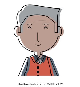 cartoon elderly man icon over white background colorful design vector illustration
