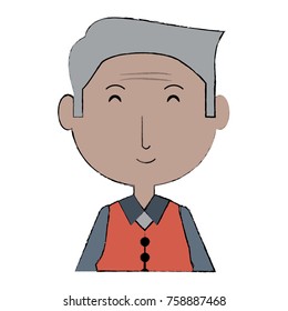 cartoon elderly man icon over white background colorful design vector illustration