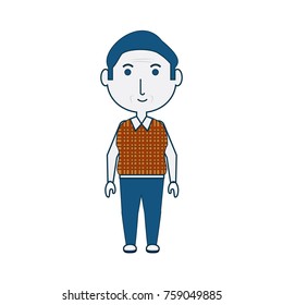 cartoon elderly man icon over white background colorful design vector illustration