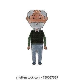 cartoon elderly man icon over white background colorful design vector illustration