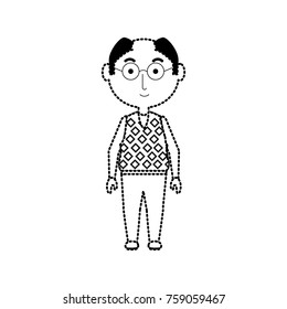 cartoon elderly man icon over white background vector illustration