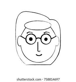 cartoon elderly woman face icon over white background vector illustration