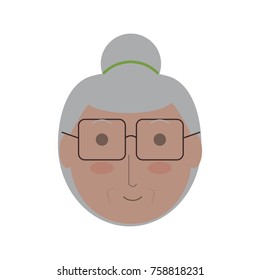 cartoon elderly woman face icon over white background colorful design vector illustration