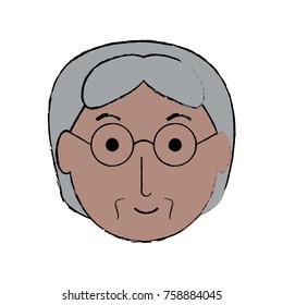 cartoon elderly woman face icon over white background vector illustration