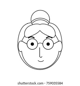 cartoon elderly woman face icon over white background vector illustration
