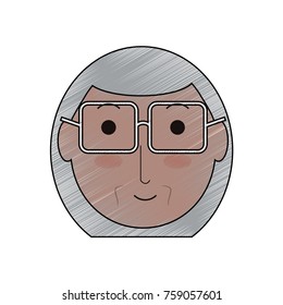 cartoon elderly woman face icon over white background colorful design vector illustration