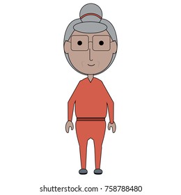 cartoon elderly woman icon over white background colorful design vector illustration