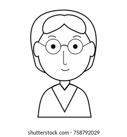 cartoon elderly woman icon over white background vector illustration