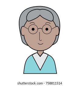 cartoon elderly woman icon over white background colorful design vector illustration