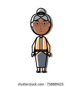 cartoon elderly woman icon over white background colorful design vector illustration