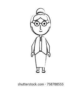 cartoon elderly woman standing icon over white background vector illustration